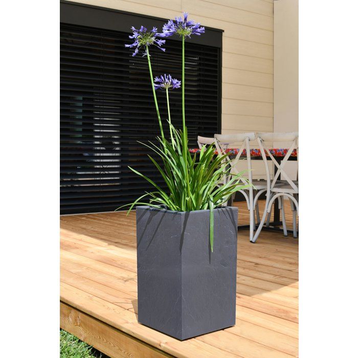 Pot de fleur Carré Haut 30 cm - EDA - Volcania Up - 36 L - Intérieur/Extérieur - 29,5 x 29,5 x H. 49,5 cm - Gris Anthracite