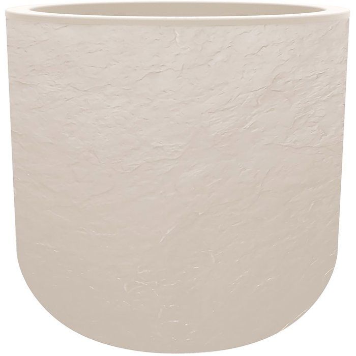Pot de fleurs Rond 50 cm - EDA - Volcania Up - 67 L - Intérieur/Extérieur - Décor Pierre - Ř 48,5 x H. 46,2 cm - Beige Calcaire