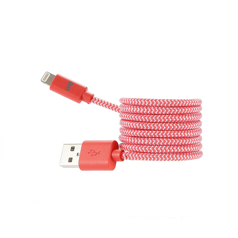C ble USB/Lightning nylon tressé 1m - rouge & blanc