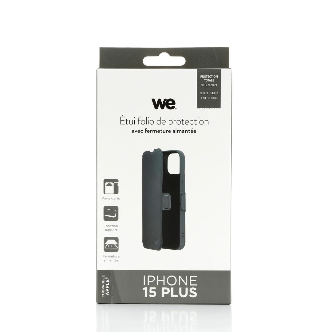 WE Etui folio FERMETURE AIMANTEE APPLE AIPHONE 15 PLUS