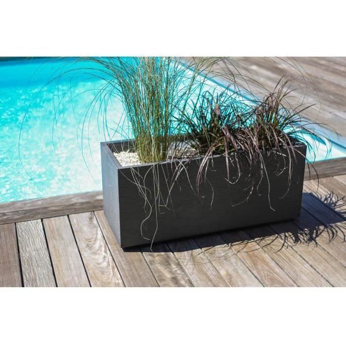 Jardiniere - EDA - Graphit Up - 57 L - Intérieur/ Extérieur - Décor Graphique - 79,5 x 29,5 x H. 29,5 cm - Gris Anthracite
