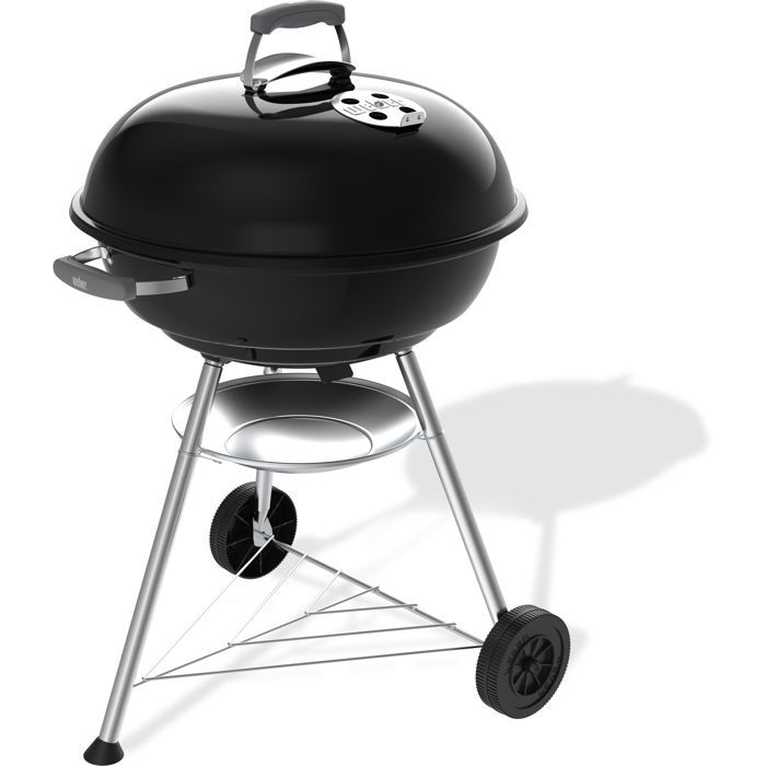 Barbecue a charbon - Weber - Compact Kettle - Ř57 cm - Acier émaillé - Clapet d'aération - 9 couverts - Noir