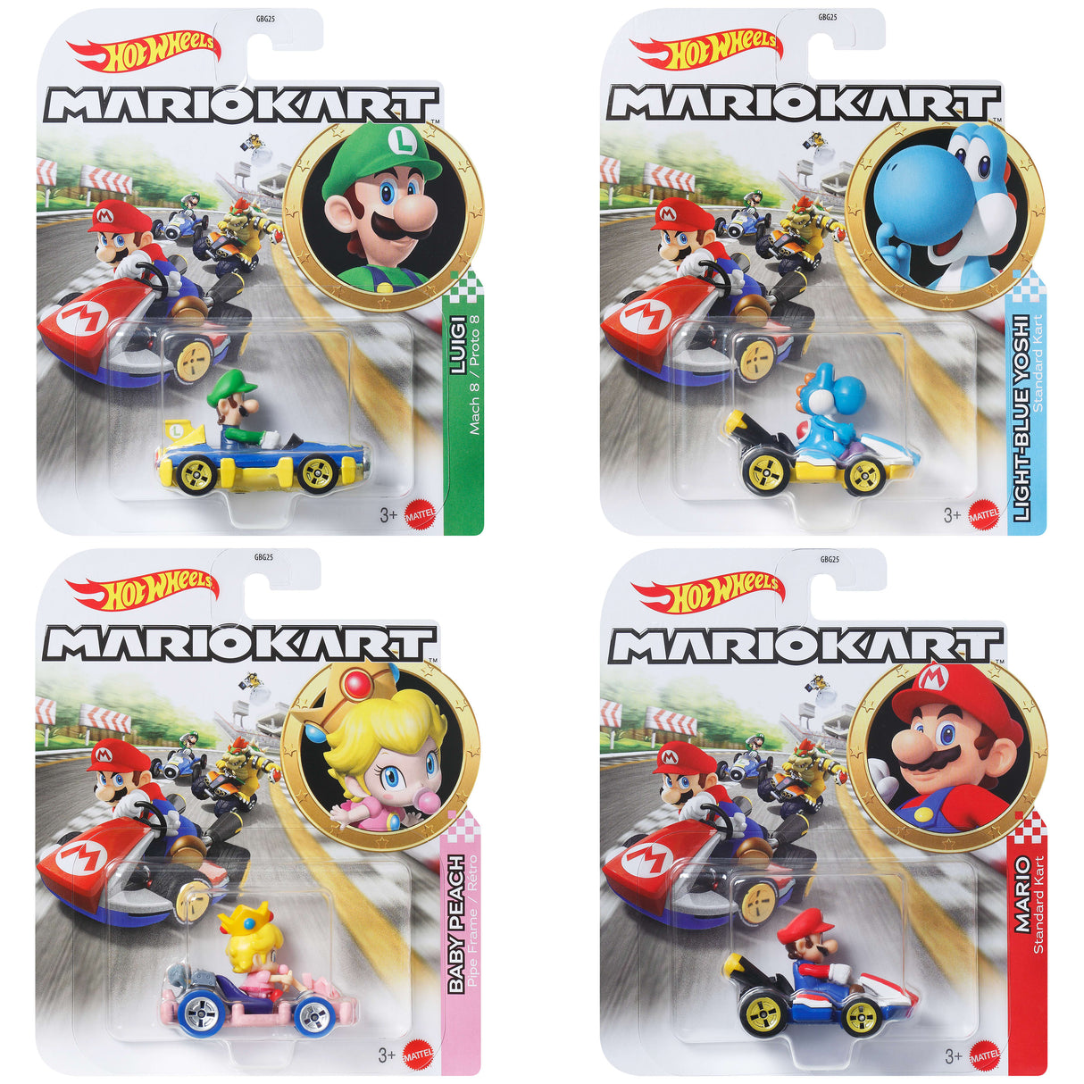 Hot Wheels - Véhicule Mario Kart (modele aléatoire) - Petite Voiture - 3 ans et + GBG25