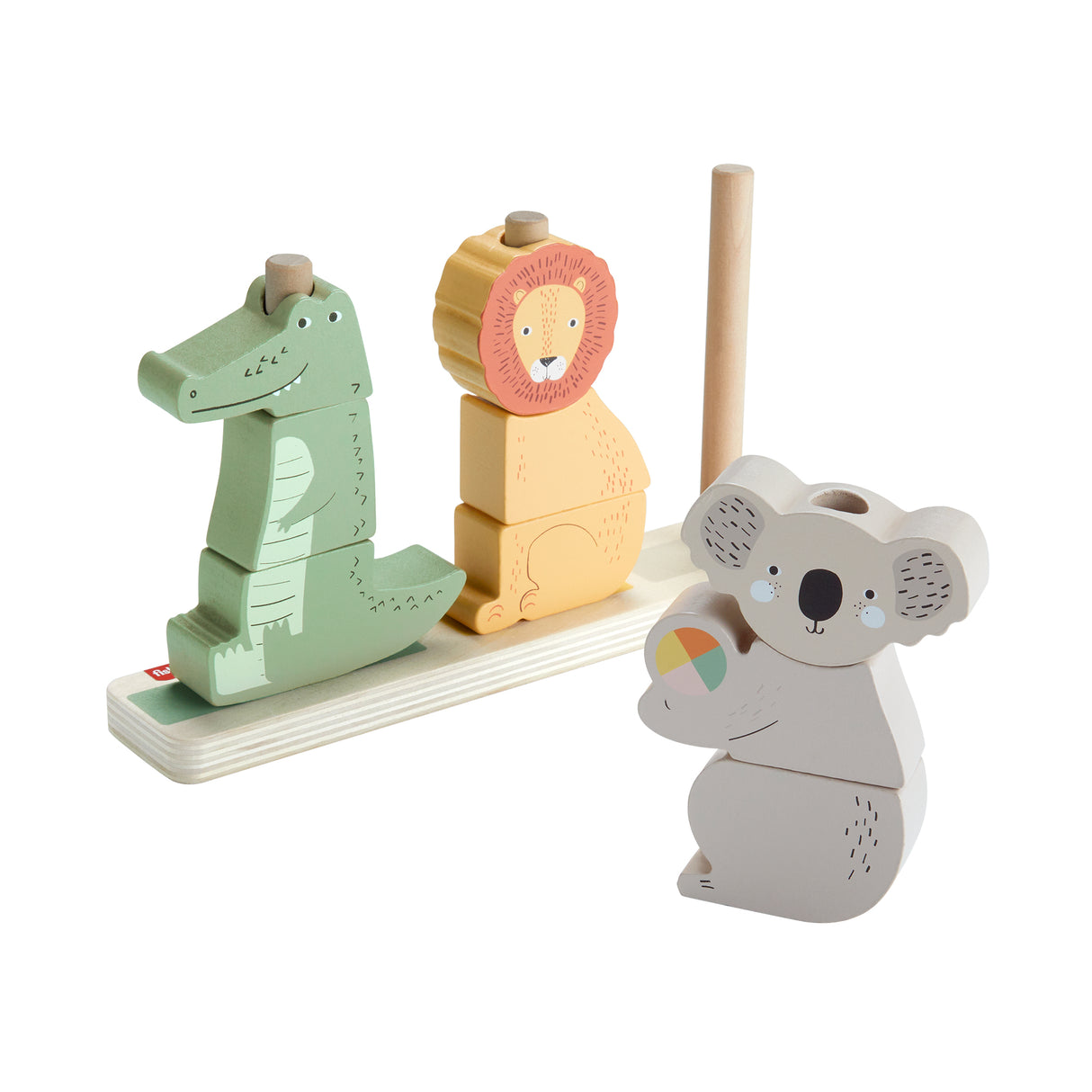 Fisher-Price-Animaux en Bois a Empiler et Trier, 10 pieces HXV04