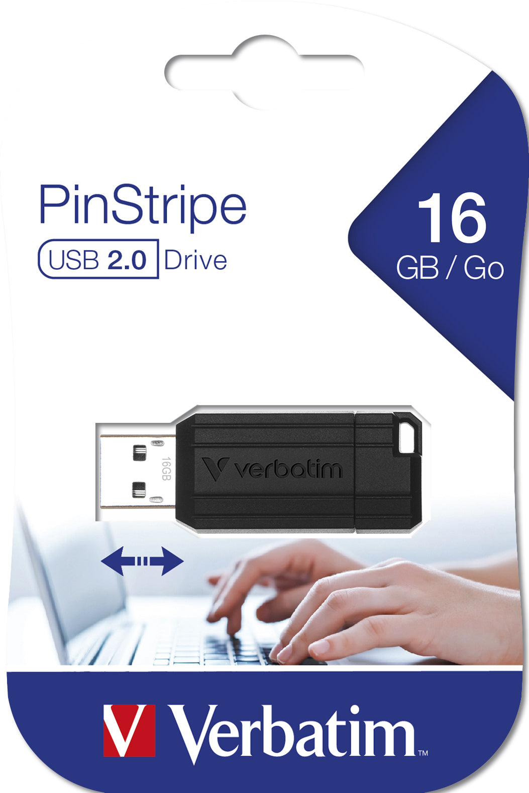 Clé USB 2.0 Verbatim PinStripe - 16Go (Noir)
