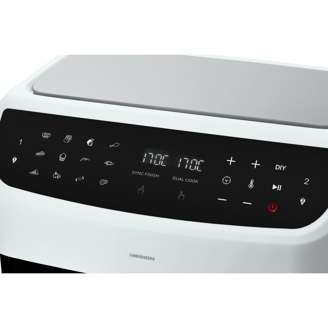 Friteuse a Air Chaud - MEDION - P20 XXL Twin - 2600 W - 2 paniers - 9 programmes - Blanc