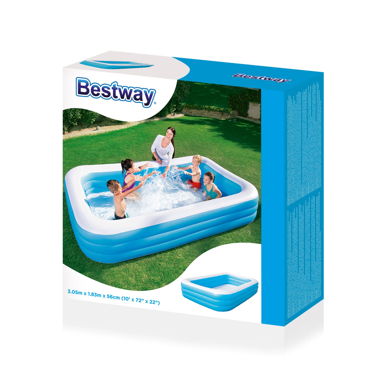 Piscine gonflable de luxe - BESTWAY - Enfant et famille - Bleu - 3 boudins - 305x183x56 cm