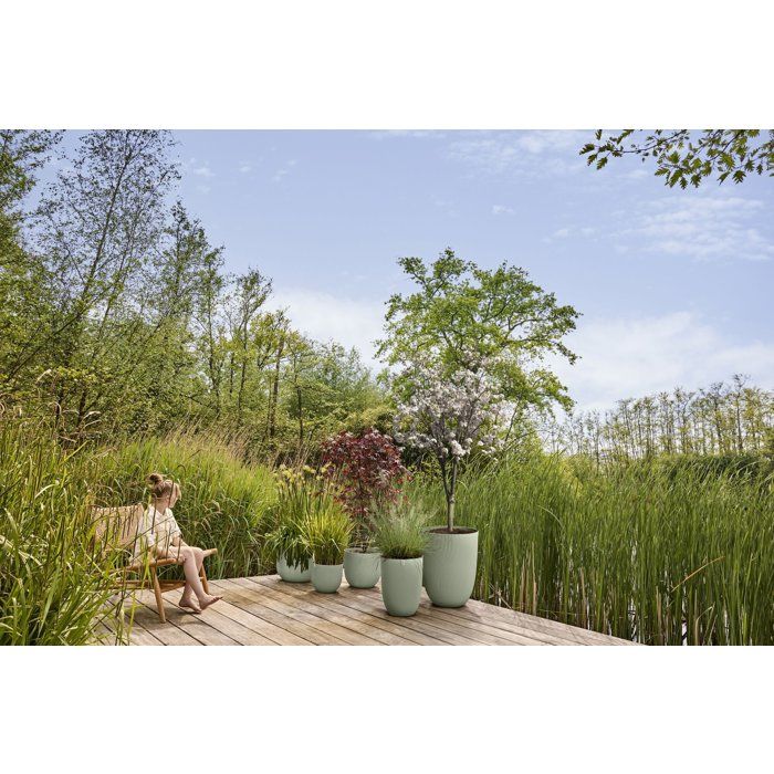 Pot de fleur haut - ELHO - Sereh Haut 30 - 22 L - L 30 x B 29.5 x H 41 cm - Vert- Balcon/intérieur/extérieur