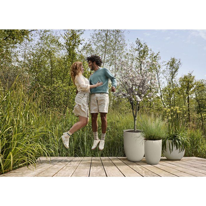 Pot de fleur haut - ELHO - Sereh Haut 40 - 50 L - Ř 39 x H 53 cm - Beige - Balcon/intérieur/extérieur