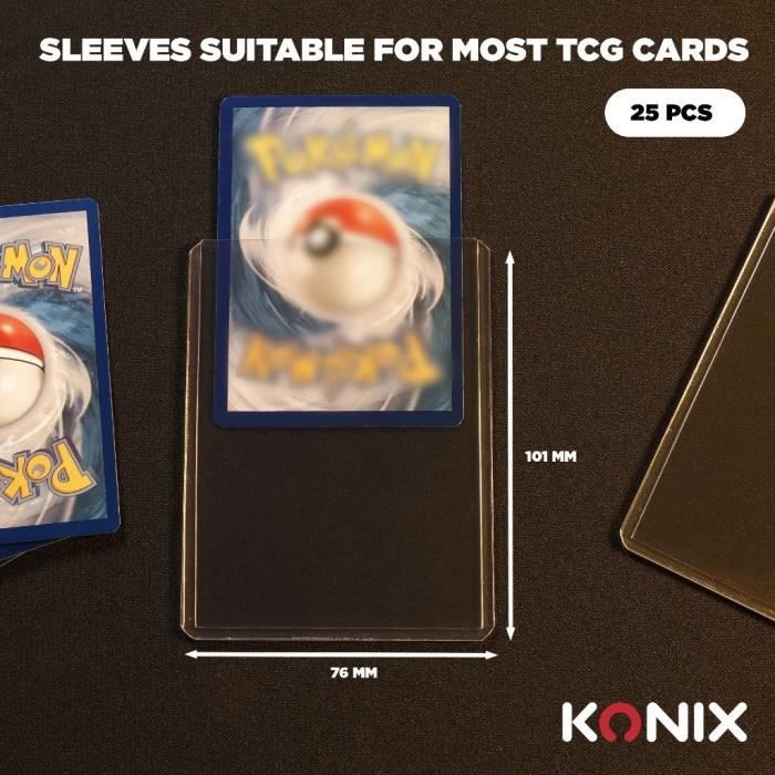 Protege-cartes - KONIX - Hard Sleeves - 25 pochettes - Compatible Magic The Gathering, Pokémon - Transparent