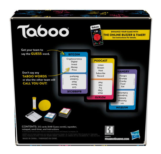 Taboo Classique, Jeu de société, Le jeu des mots interdits, pour ados et adultes, des 13 ans, Hasbro Gaming