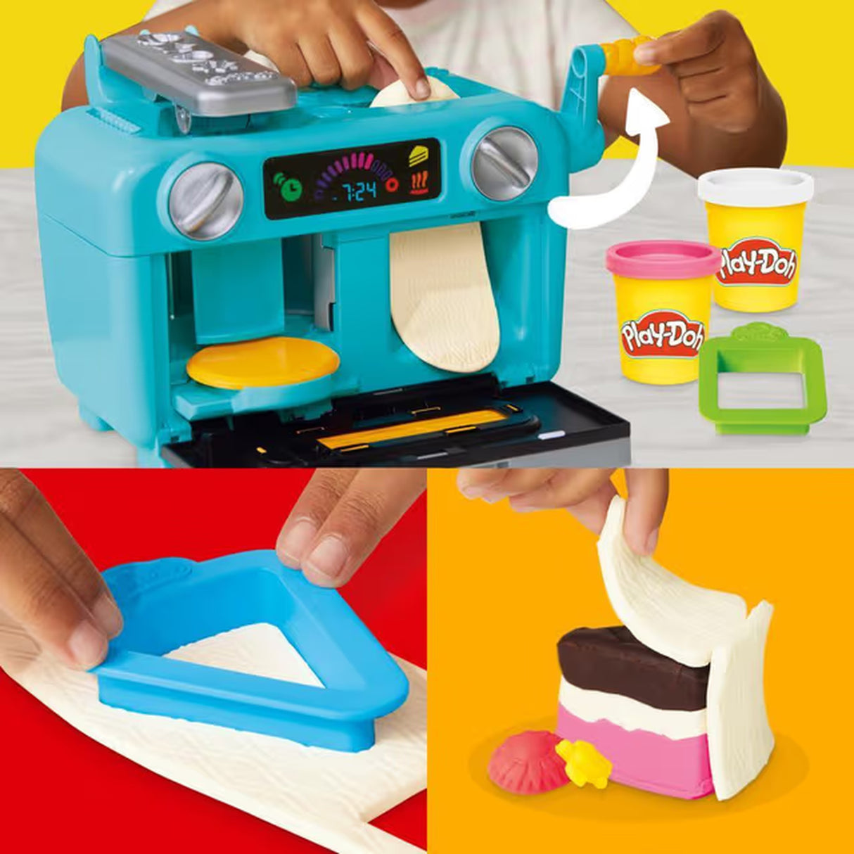 Play-Doh Ma jolie part de gâteau, four jouet, accessoires de cuisine factices et 11 pots de pâte a modeler, des 3 ans
