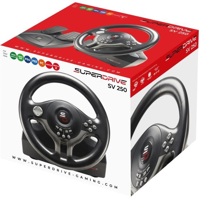 Volant de course - SUPERDRIVE - SV250 - Avec pédalier - Palettes - Vibrations - Multi-plateformes