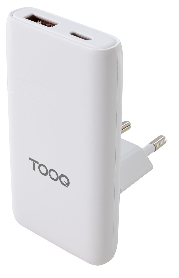 Chargeur de voyage Tooq GaN 1x USB-C + 1x USB-A 65W ( blanc)