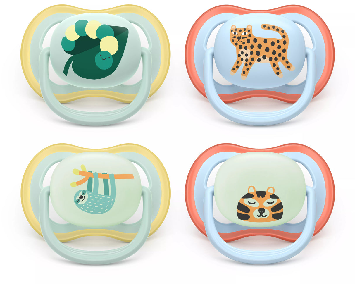 Lot de 4 sucettes ultra air - PHILIPS AVENT - SCF087/22 - Jour et nuit - Sans BPA - Jaune / Orange