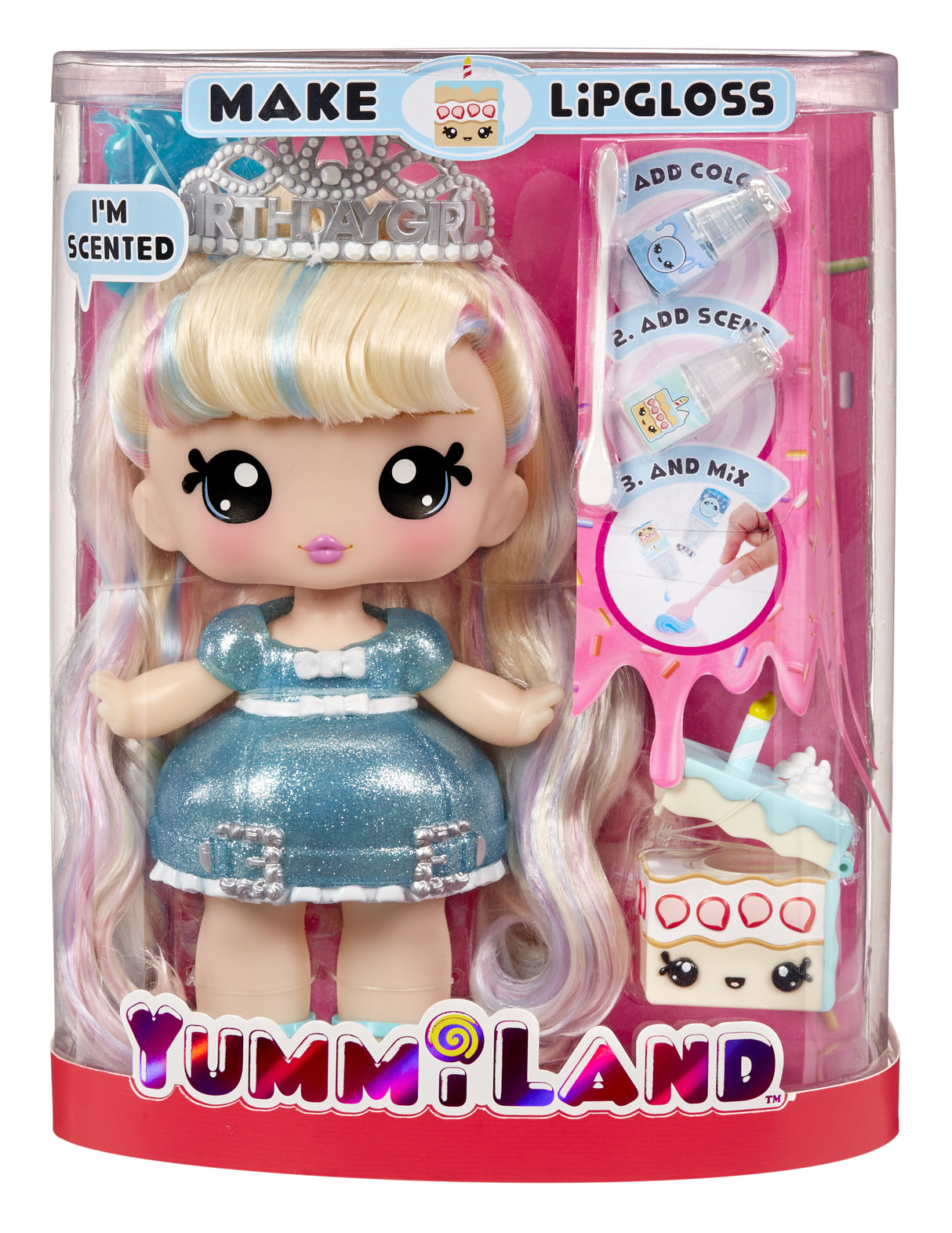 Yummiland - Grande poupée 25 cm a coiffer et câliner - Animal de compagnie + baumes a levre parfumé - Callie - Des 4ans