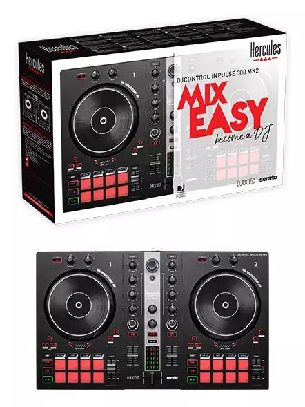 HERCULES DJ CONTROL INPULSE 300 MK2 - Contrôleur DJ USB - 2 voies - 16 pads - Logiciels et tutoriels - Carte son intégrée