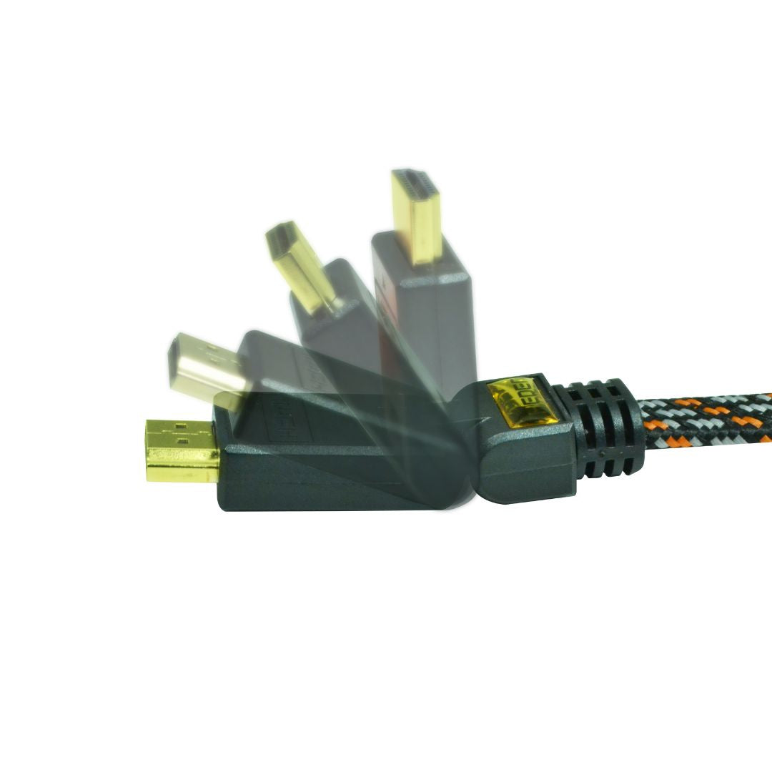 C ble HDMI 1.4 M/M, fiche or 2 mètres , nylon tressé, Ehternet 1 c té 90 c fixe,