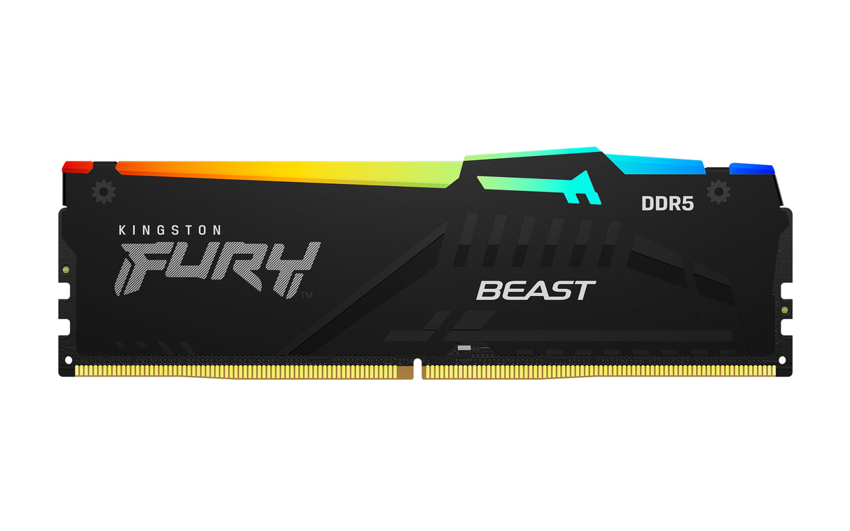 Kit Barrettes mémoire 32Go (2x16Go) DIMM DDR5 Kingston Fury Beast RGB 5600MHz CL40 (Noir)