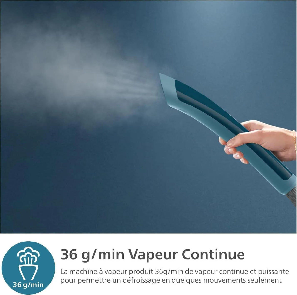 Défroisseur sur pieds - PHILIPS - STE1040/20 - Steamer avec table Série 1000 - 36gr/min vapeur continue - 1800W - 45sec - Bleu