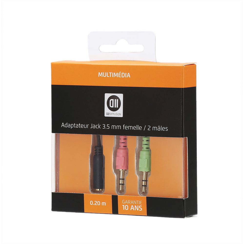 Adaptateur 1JK F/2JK M 3.5mm 0.20cm utilisation avec des casques micro