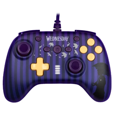 Manette de jeu - Nintendo Switch/Switch 2 et PC - Mercredi - Filaire - Violet et noir - Poignées anti-dérapantes