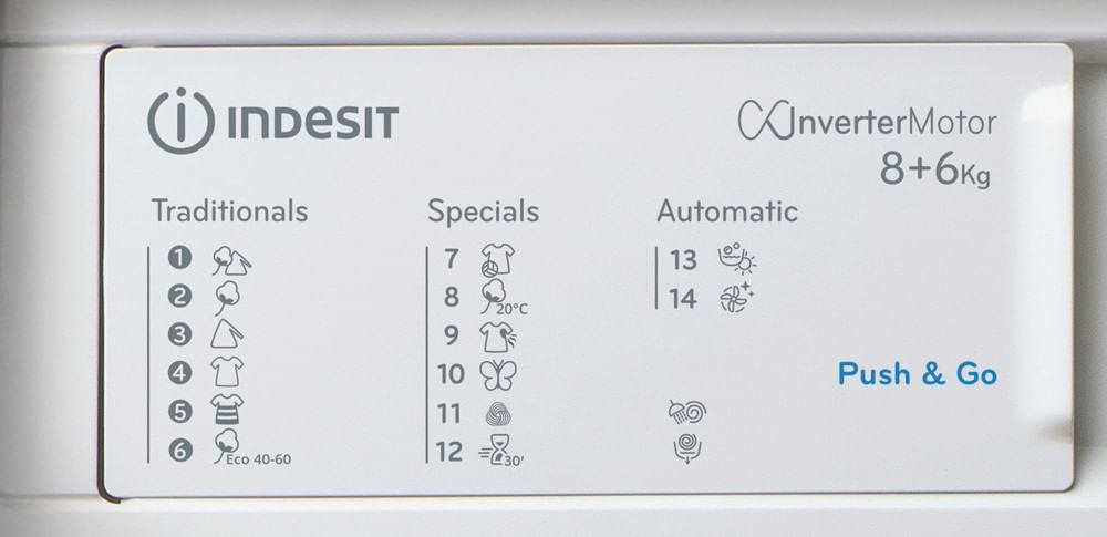 Lave-linge séchant encastrable INDESIT - BIWDIL861485EU - 8 / 6 kg - Induction - L60cm - 1400 trs/min - Blanc