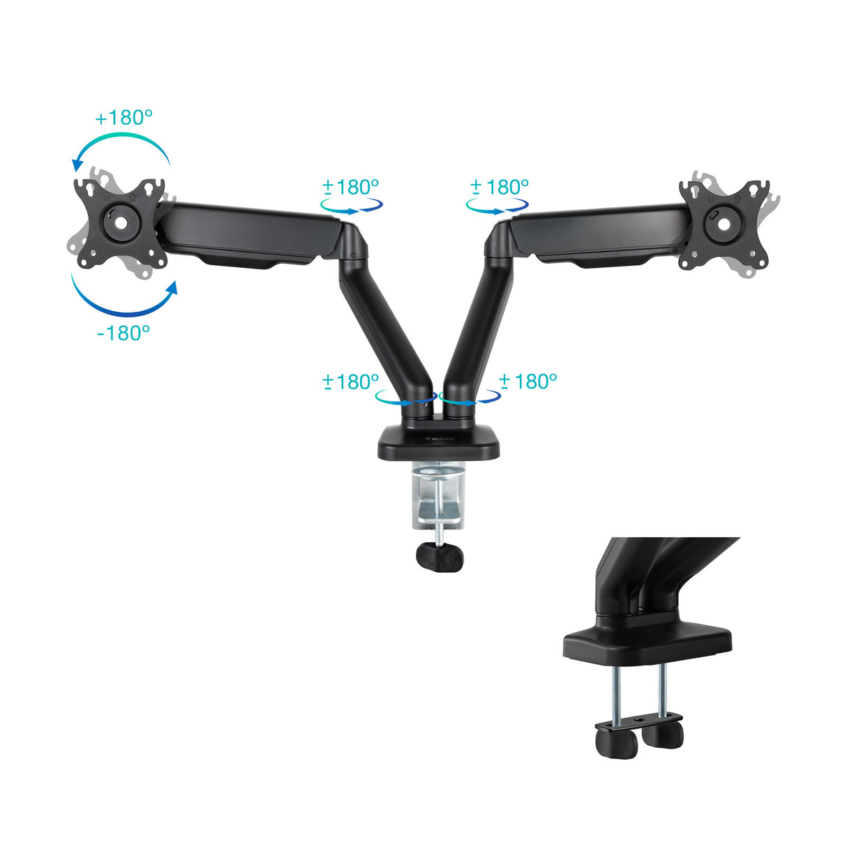 Support double-écran à fixer Tooq DB5132TNR 17"-32" (9kg max) (Noir)
