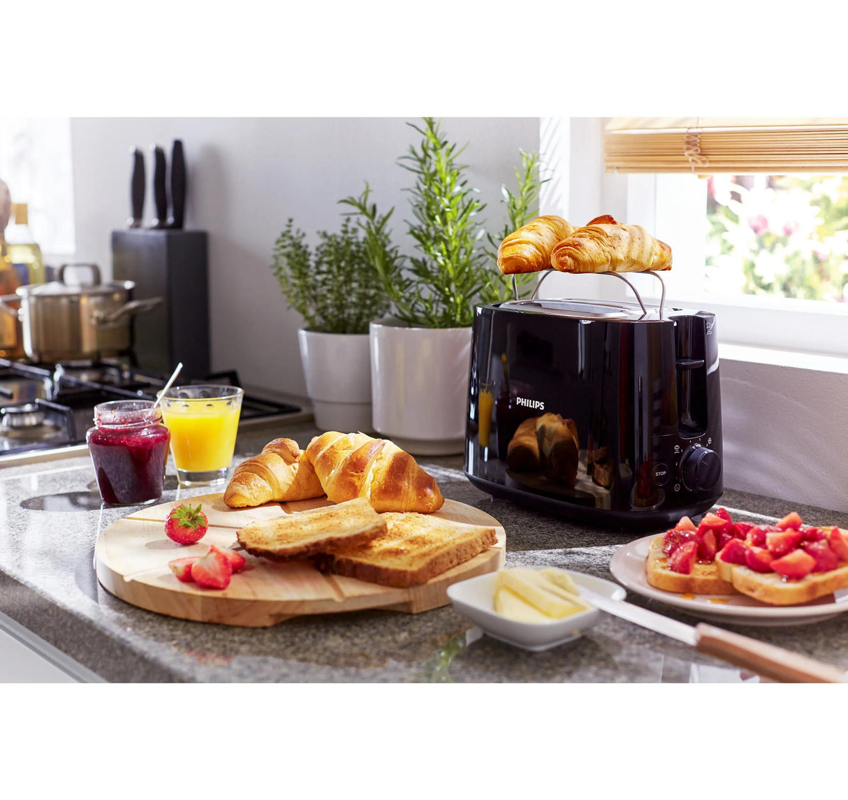 Grille-pain - PHILIPS - HD2581/90 - Collection Daily petit déjeuner - 2 fentes - 830W - Noir