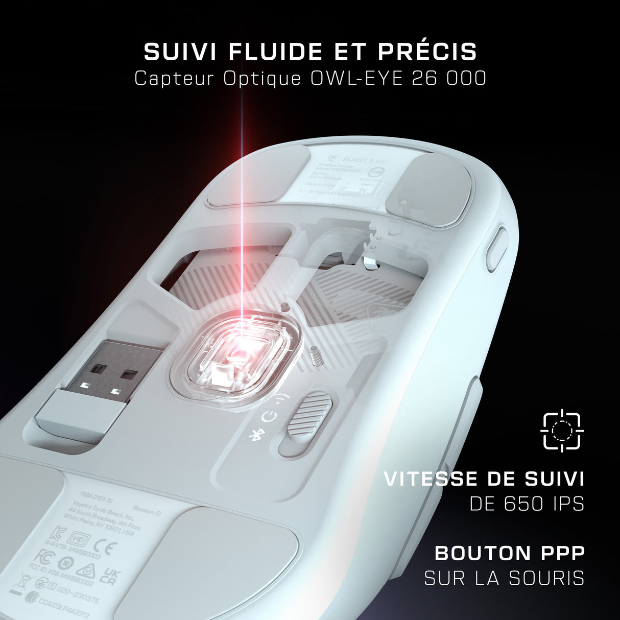 Souris gaming sans fil - TURTLE BEACH - Burst II Air - Blanche