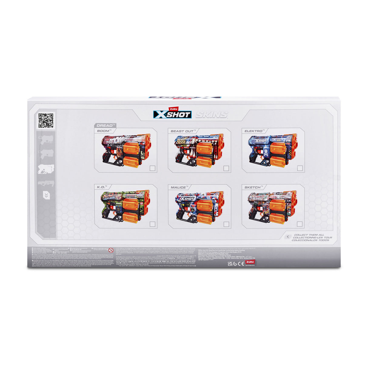 Pack Blasters - ZURU - XSHOT Skins Dread 2PK - Blasters double canon rotatif avec 48 fléchettes et tir a 27 metres