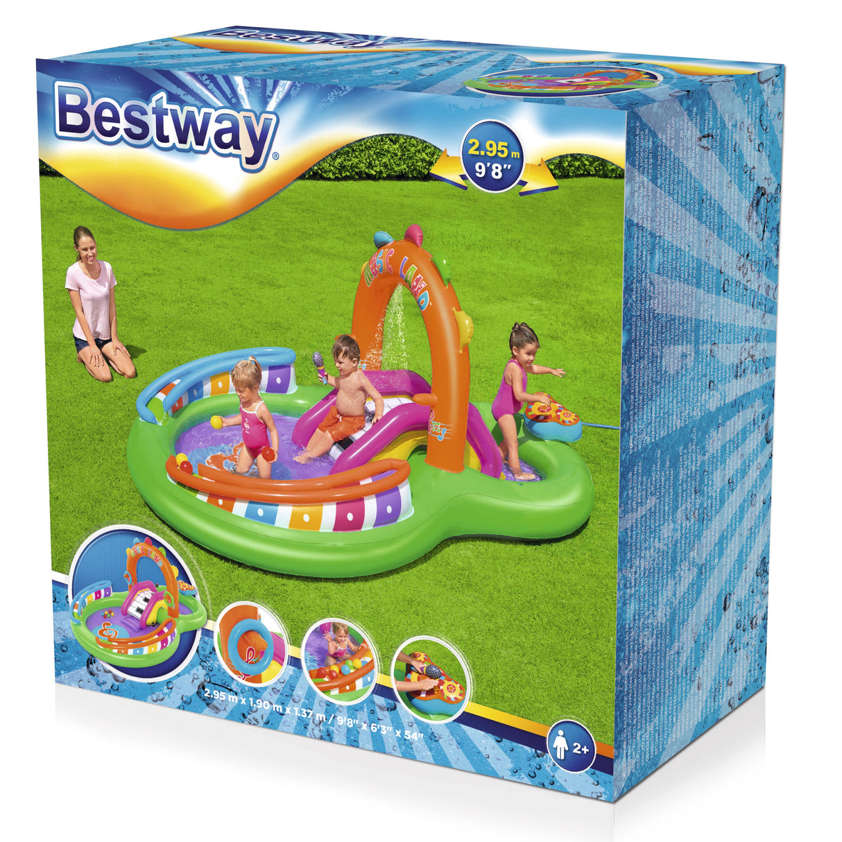 Aire de jeu gonflable - Bestway - Sing'n Splash - 295 x 190 x 137 cm - pataugeoire