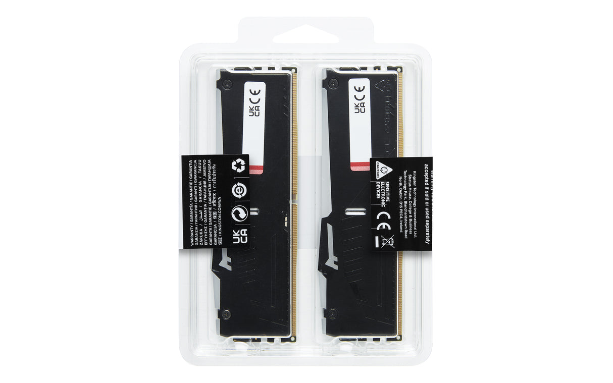 Kit Barrettes mémoire 32Go (2x16Go) DIMM DDR5 Kingston Fury Beast RGB 5600MHz CL40 (Noir)