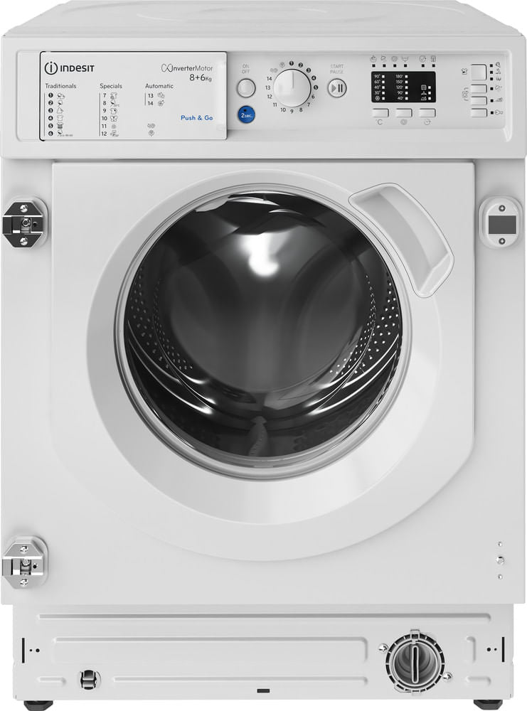 Lave-linge séchant encastrable INDESIT - BIWDIL861485EU - 8 / 6 kg - Induction - L60cm - 1400 trs/min - Blanc