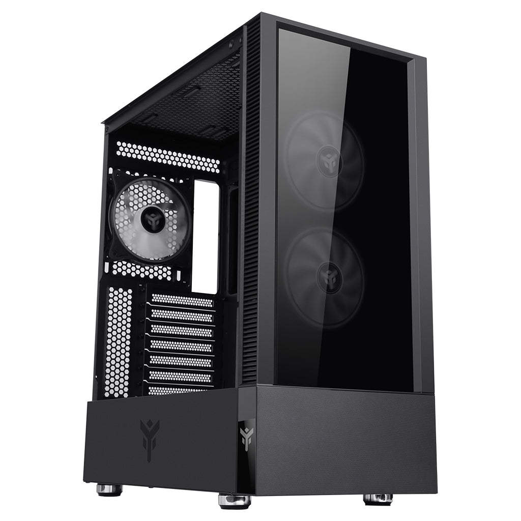 Boitier Moyen Tour ATX iTek Vertibra Q210 RGB avec panneaux vitrés (Noir)