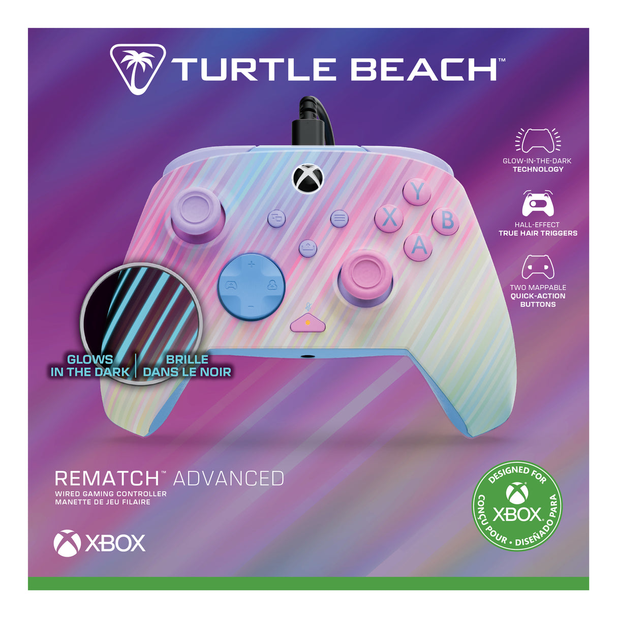 Manette filaire Turtle Beach Rematch Advanced Cotton Candy Xbox Series XS, Xbox One et PC