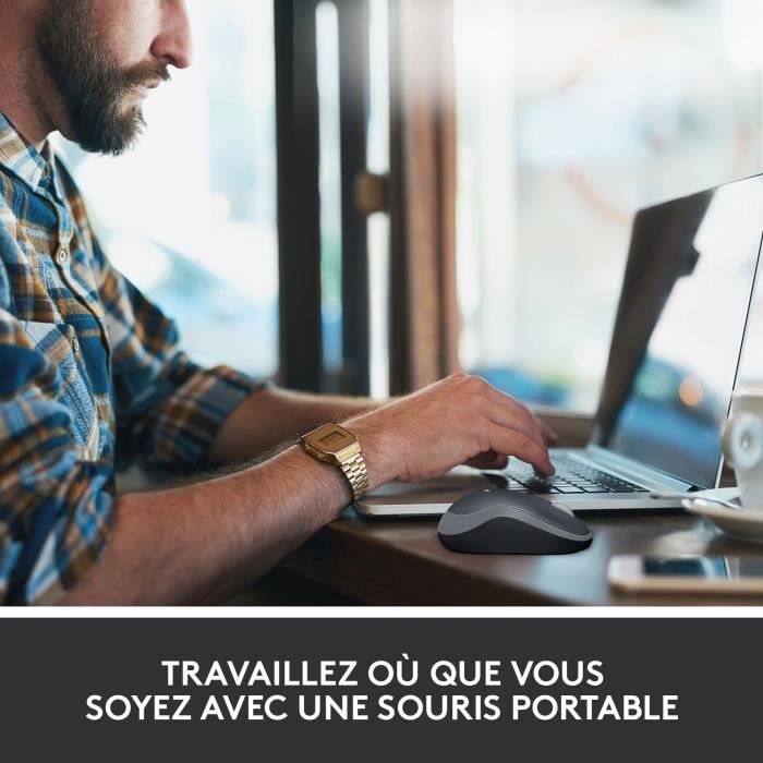 Souris - Sans fil - Logitech - M185 - Gris - Ambidextre