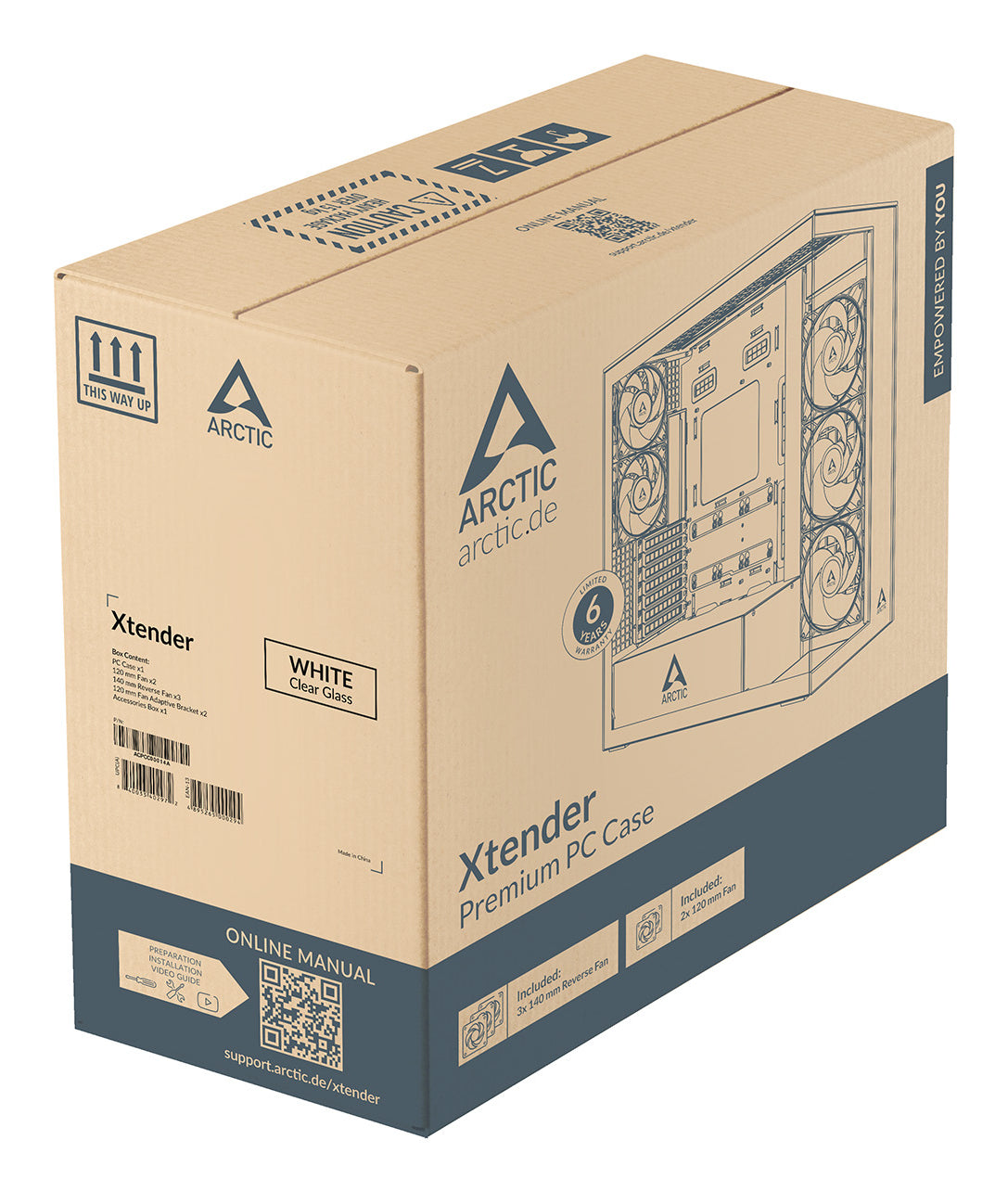 Boitier Grand-Tour E-ATX Arctic Xtender RGB avec panneaux vitrés (Blanc)