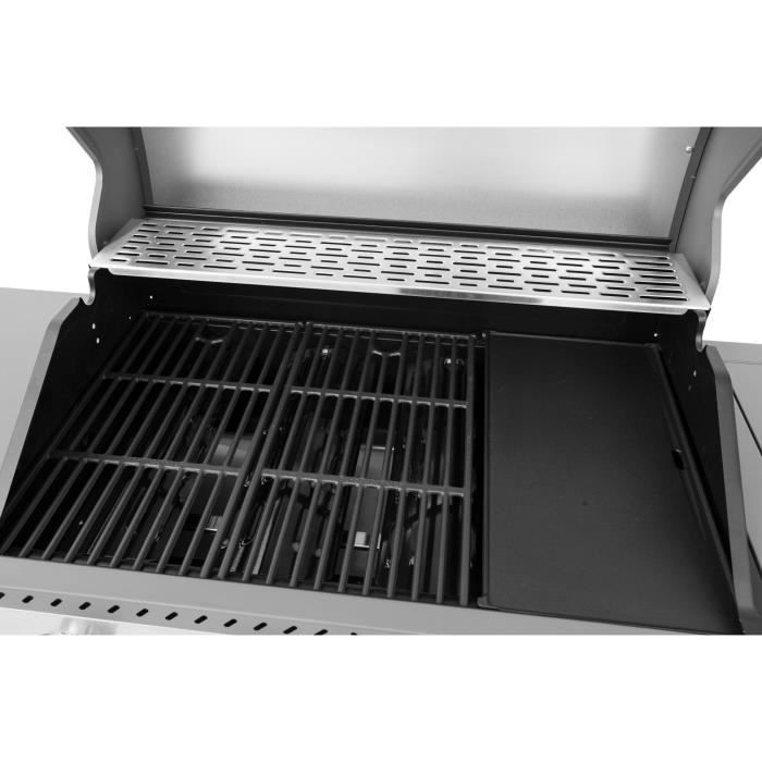 COOKING BOX Barbecue a gaz BRISBANE - Cuisine inox - 142x57x112 cm - Surface de cuisson : 70x42 cm - Gris