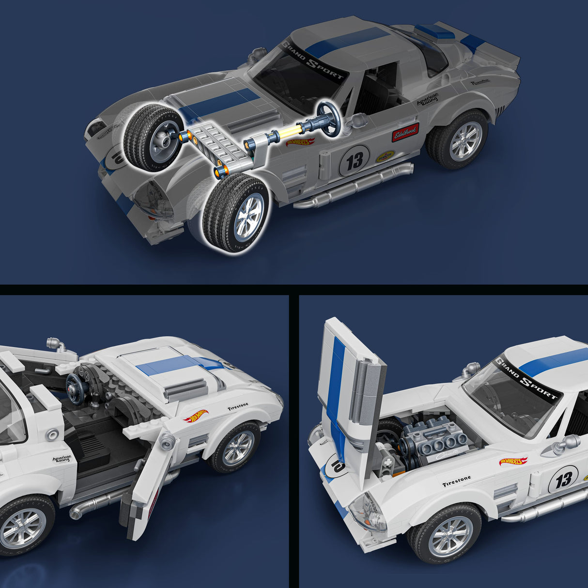 Hot Wheels - Coffret de Construction Corvette Grand Sport - Avec 918 pieces - Mattel Brick Shop - JGR31