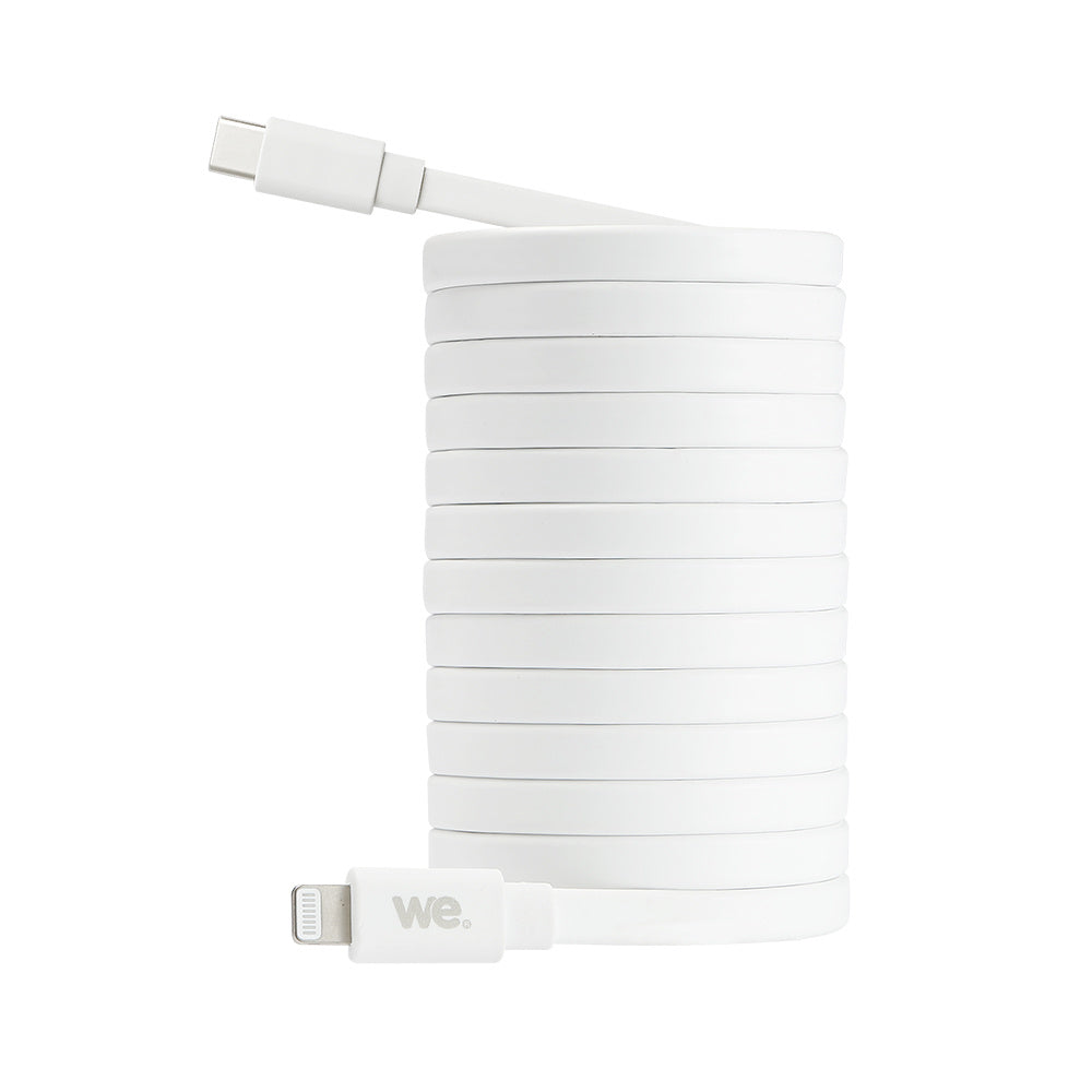 WE C ble USB-C/Lightning m le/m le plat 2m - blanc