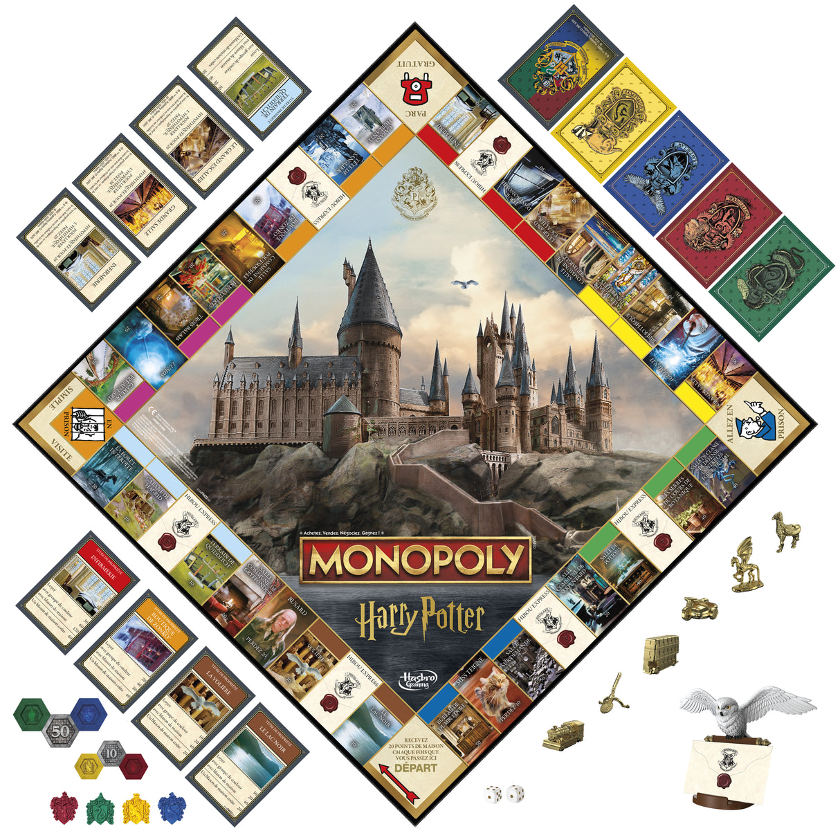 Monopoly Harry Potter édition, Jeu de société de plateau, Aventures magiques a Poudlard, des 8 ans, 2 a 6 joueurs