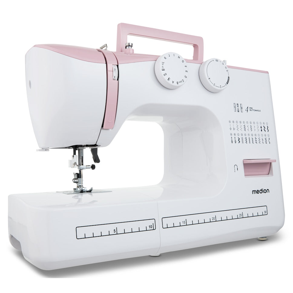 Machine a Coudre - MEDION - SM 60 - 62W - 24 Points + Points Doubles - 700 tr/min - LED - Rose