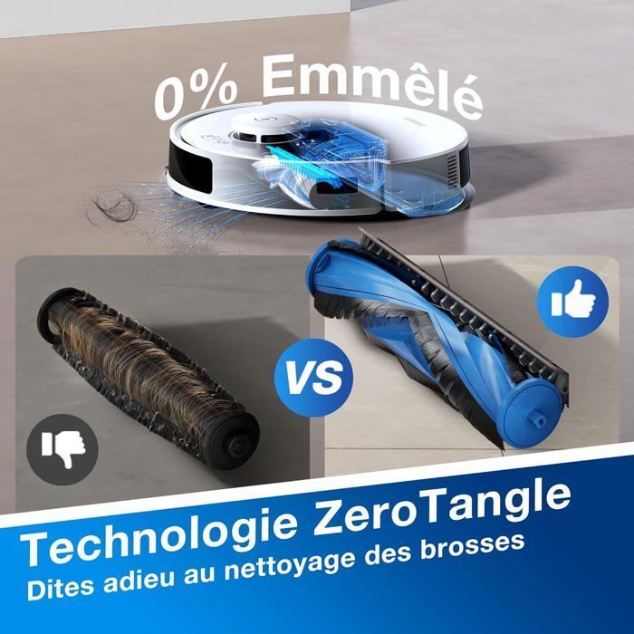 Aspirateur Robot Laveur ECOVACS DEEBOT N20 PLUS, Technologie PureCyclone avec conteneur a poussiere sans consommable, 8000Pa