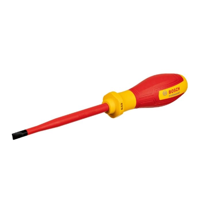 Bosch Professional tournevis VDE plat 6,5x125 (certifié jusqu'a 1 000 V, isolé avec un élastomere thermoplastique (TPE))