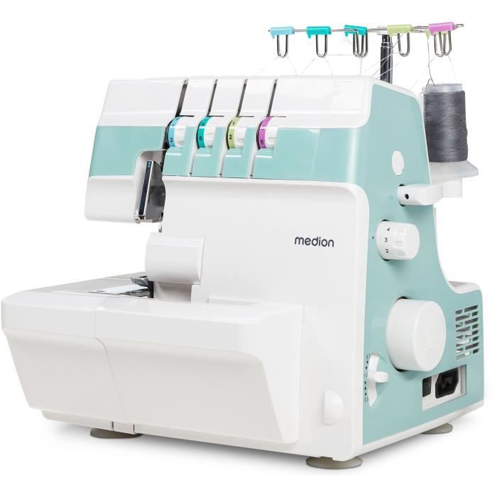 Surjeteuse - MEDION - SO 90 - 91W - Type d'aiguille 11, 14, 16 - 1200 tr/min - LED - Turquoise
