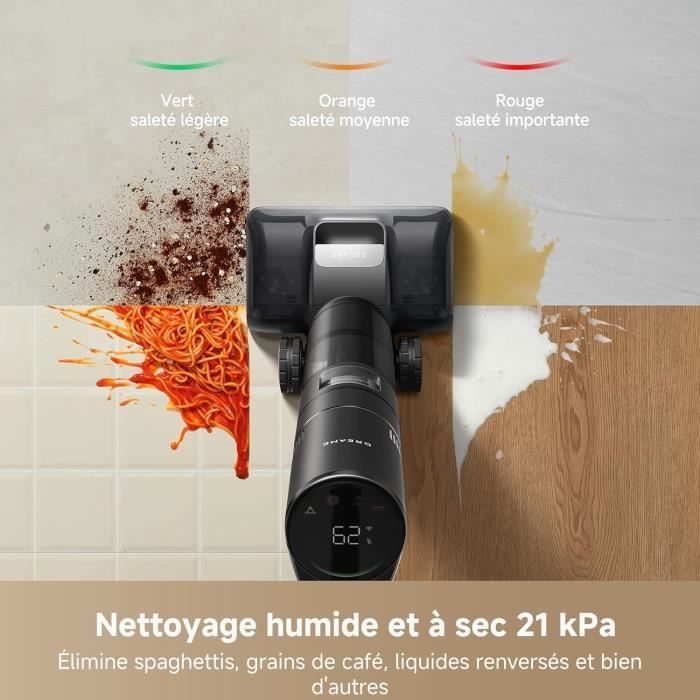 DREAME H15 Pro Aspirateur Laveur, Bras robotis AI DescendReach, Triple arte, 21 kPa, antinuds, Lavage Brosse immersif 100C