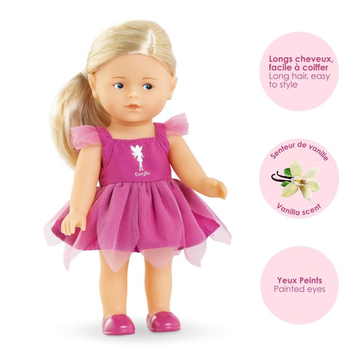 Coffret Mini Corolline - Corolle - Rosy Fée - Poupée en vinyle - Robe de fée - Ailes de papillon