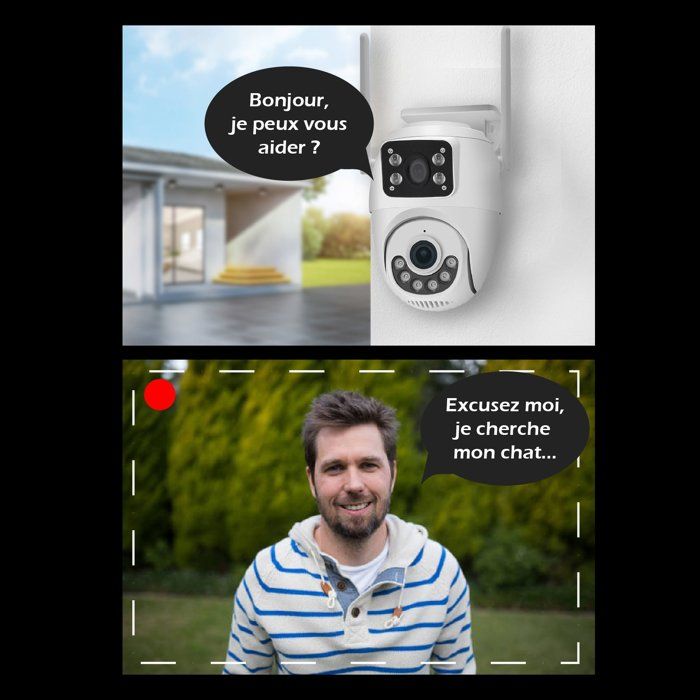 Caméra extérieure connectée - KYF - Wifi - Rotative PT- Doubles capteurs 2 x 3MP