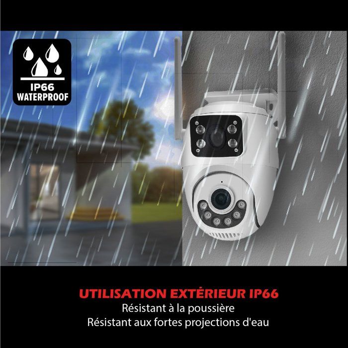 Caméra extérieure connectée - KYF - Wifi - Rotative PT- Doubles capteurs 2 x 3MP